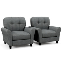 Modern Mid-Century Accent Chair - Linen Living Room Chair with Tufted Back, Grey - product view 1