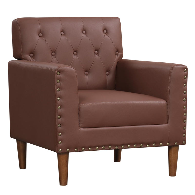 Mid Century Modern Accent Chair with Button Tufted Decoration and Rivets - product view 1