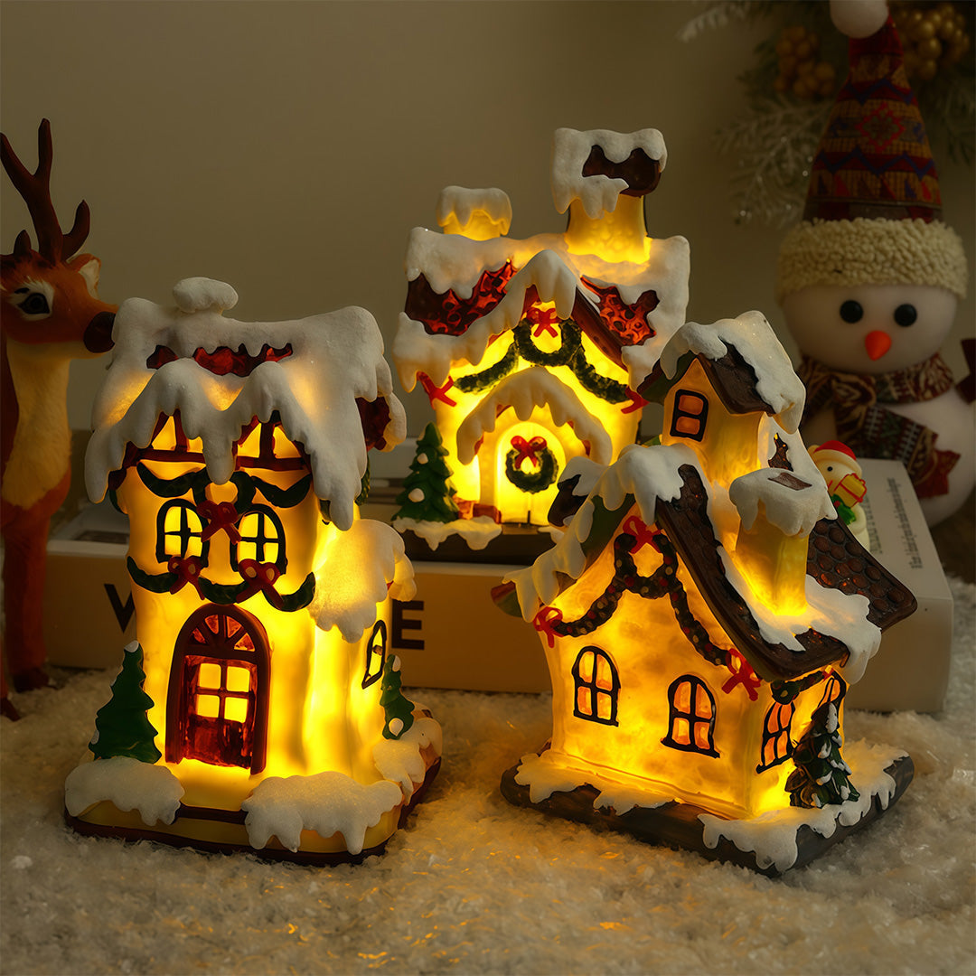 2 PCS LED Lights for Christmas Houses Resin Glowing House Two-Pack - product view 1