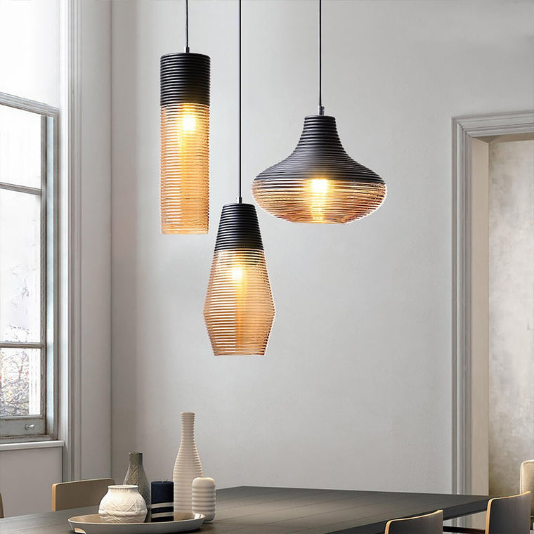 Nordic Modern Minimalist Spiral Pattern Glass Chandelier for Cafe Bedside Bar - product view 1