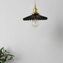 Nordic Vintage Ceramic Pleated Design Brass LED Pendant Lighting for Bedside Dining-table - product view 6