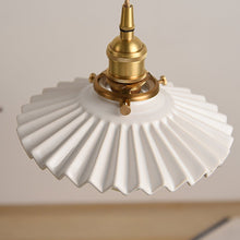 Nordic Vintage Ceramic Pleated Design Brass LED Pendant Lighting for Bedside Dining-table - product view 8