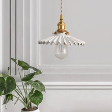 Nordic Vintage Ceramic Pleated Design Brass LED Pendant Lighting for Bedside Dining-table - product view 3