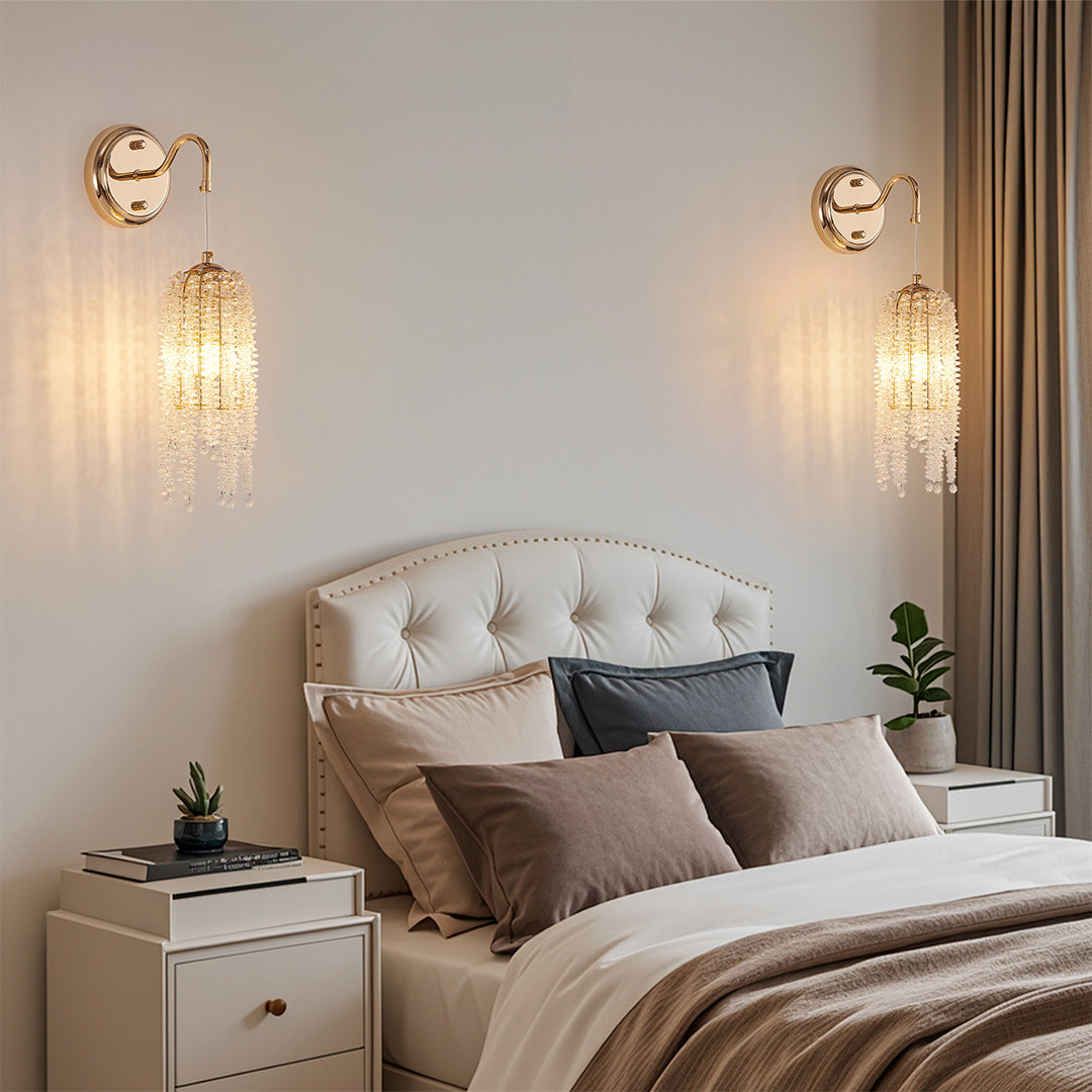 Wall Lights with Crystals Glam Gold Finish Luxury Lamp - product view 1